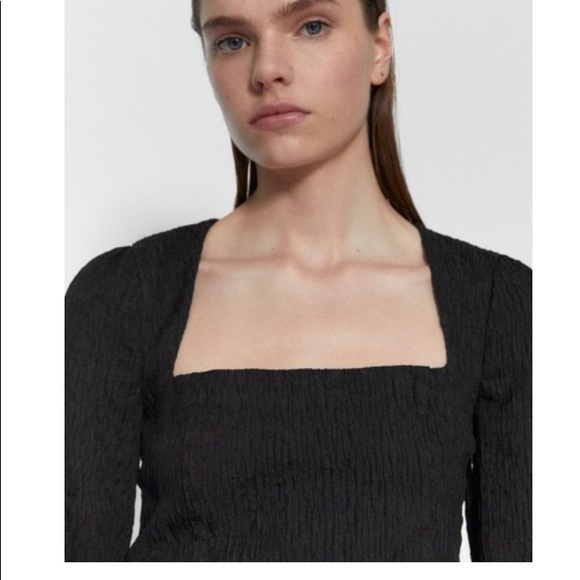 Zara Tops Zara Black Textured Square Neck Bodysuit Blouse S Poshmark